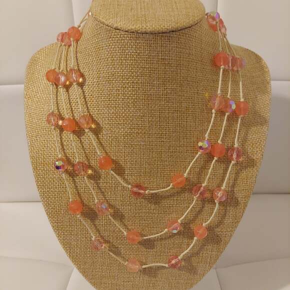 Robert Rose Pink Glass Beads Layered 16" Necklace - Picture 1 of 2